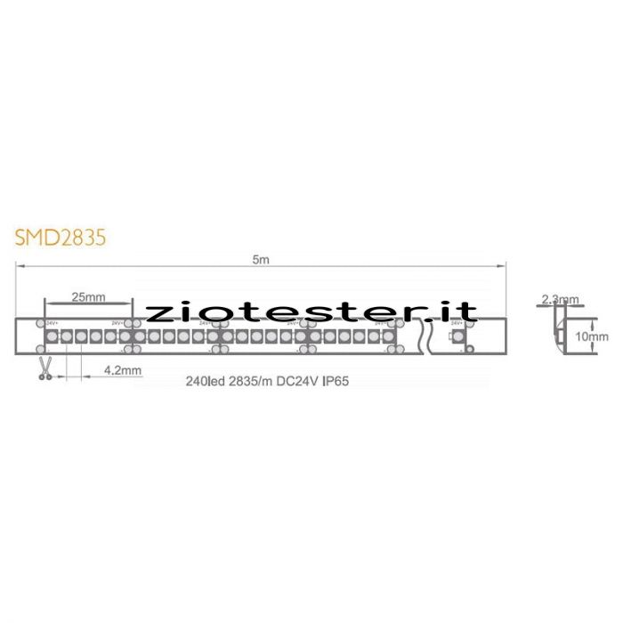 Nastro LED Strip 24V IP65 22W/m Waterproof-tec
