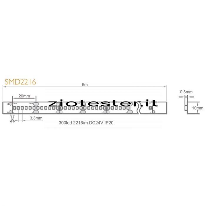 Nastro LED Strip 24V IP20 25W/m-tec