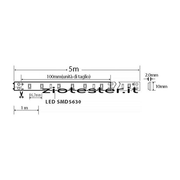 Nastro LED Strip IP65 dimensioni