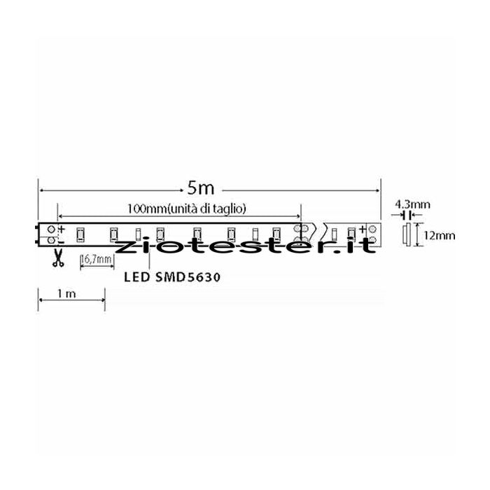 Nastro LED Strip 24V IP68 dimensioni