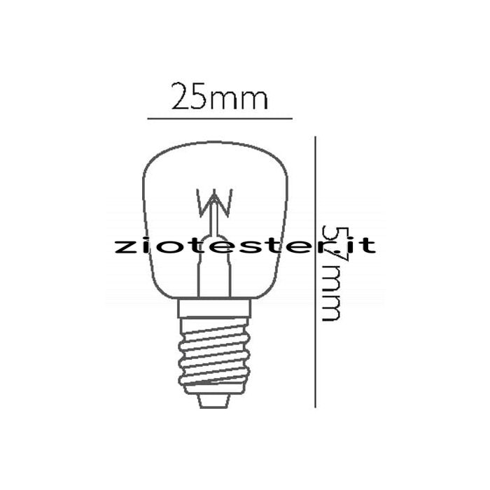 Lampadina a Incandescenza Small Bulb Standard 15W dimensioni
