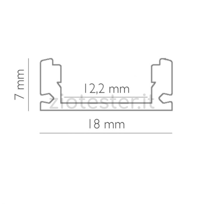 Profilo in alluminio per Strisce LED da 2 metri LP1807 