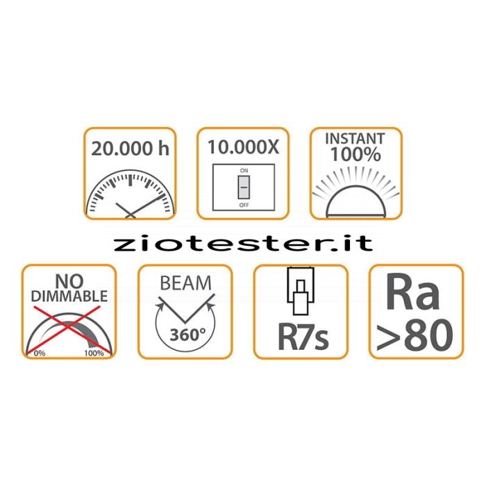 Lampadina LED Special Glass R7s 5W 360°-info