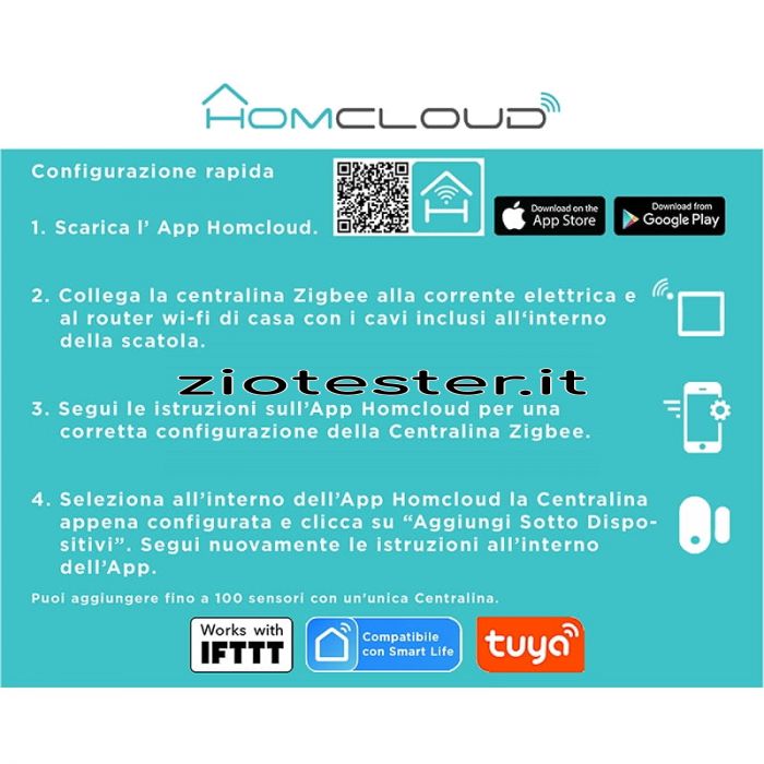 Sensure di apertura porta o finestra Zigbee Istruzioni