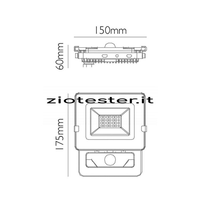 Faretto LED Proiettore Sensor Flood Light 20W dimensioni