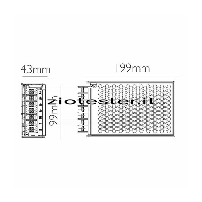Alimentatore LED Driver per nastro LED 150W dimensioni