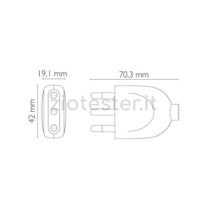 Spina 2 Poli+T 16A Dritta
