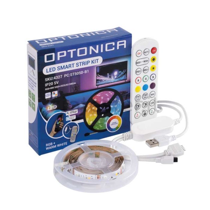 Kit Striscia LED TV SMART STRIP Wi-Fi RGB+Warm White 4W/m 2 metri