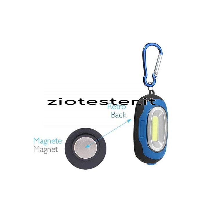 Torcia LED Portachiavi con Magnete blu