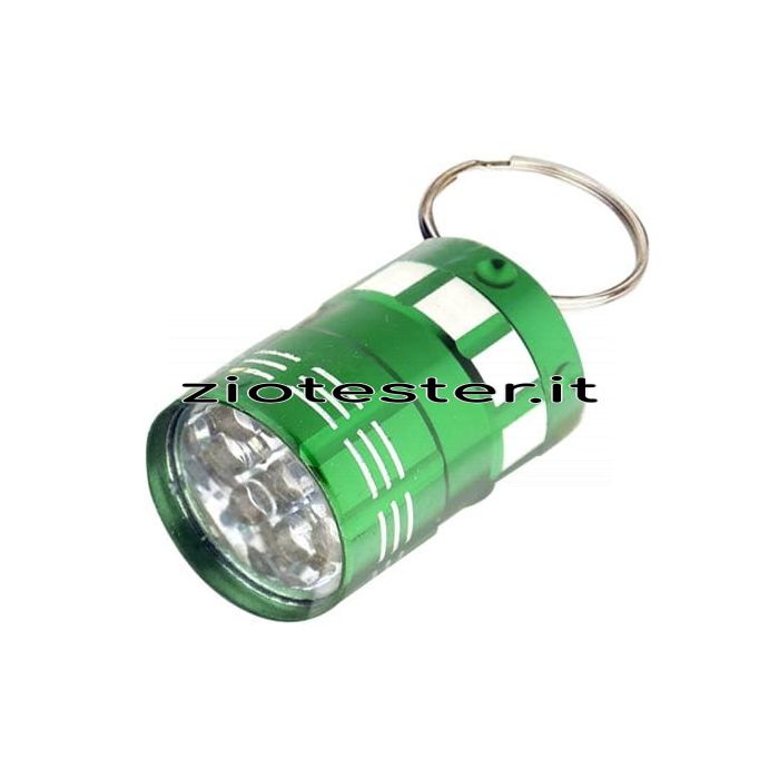 Torcia LED Portachiavi con anello metallico verde