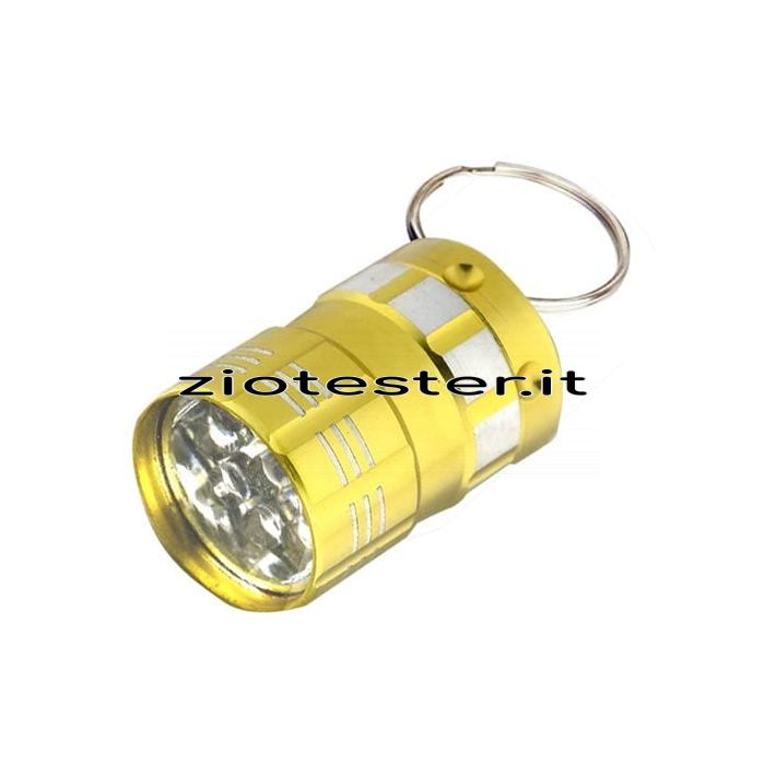 Torcia LED Portachiavi con anello metallico giallo