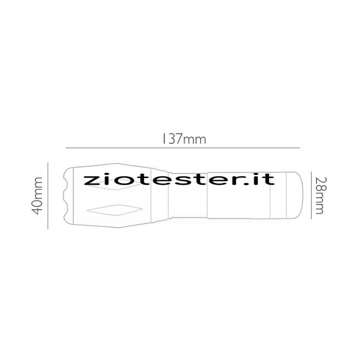 Torcia LED in alluminio dimensioni