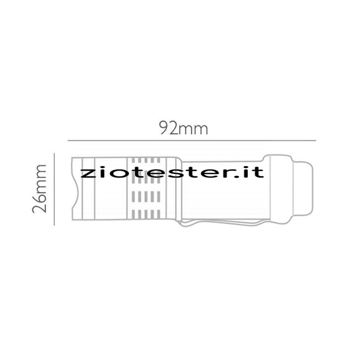 Torcia LED in alluminio con Clip dimensioni