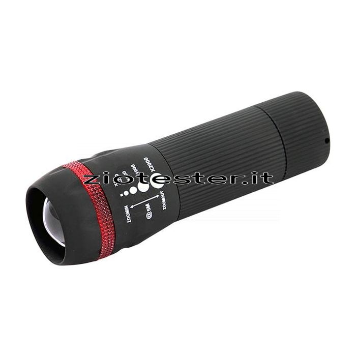 Torcia LED in plastica con ghiera a rotazione colorata rosso