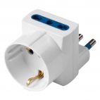 Adattatore salvaspazio 2x10/16A + T - 1x Schuko