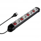Multipresa 4x Schuko10/16A + T con interruttori luminosi alternati