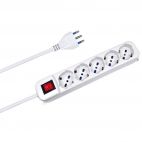 Multipresa 5 uscite Schuko 10/16A+T con interruttore luminoso