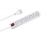 Multipresa 6 uscite Schuko 10/16A+T con interruttore luminoso