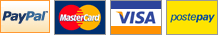 Pagamento con Paypal, Master Card, Visa, Postepay